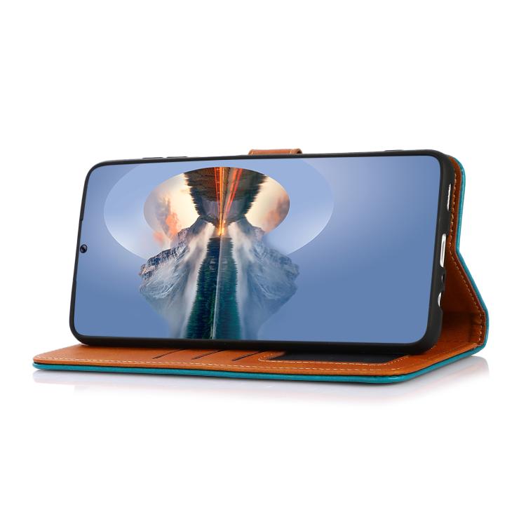 Funda de piel de vacuno bicolor KHAZNEH para Samsung Galaxy XCover7 Pro (negra)