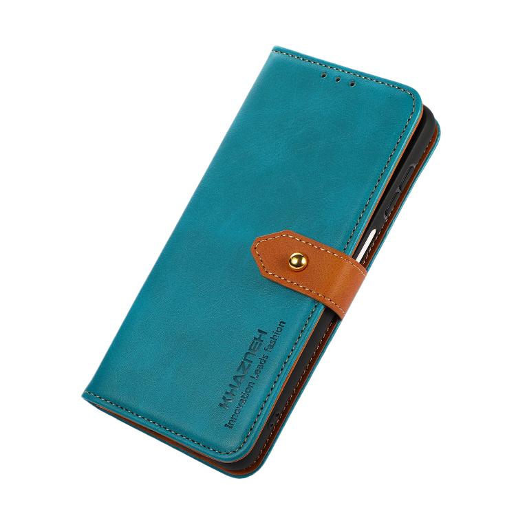 Funda de piel de vacuno bicolor KHAZNEH para Samsung Galaxy XCover7 Pro (azul)