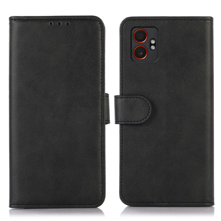Funda de piel con tapa y textura de vaca para Samsung Galaxy XCover7 Pro (negra)