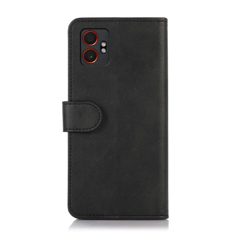 Funda de piel con tapa y textura de vaca para Samsung Galaxy XCover7 Pro (negra)