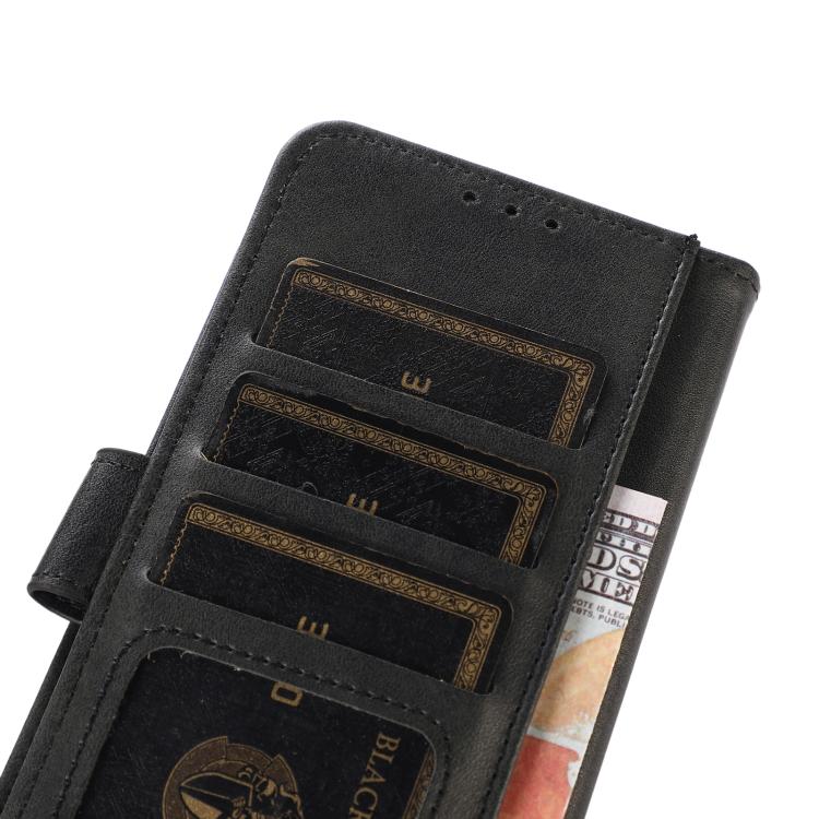 Funda de piel con tapa y textura de vaca para Samsung Galaxy XCover7 Pro (negra)