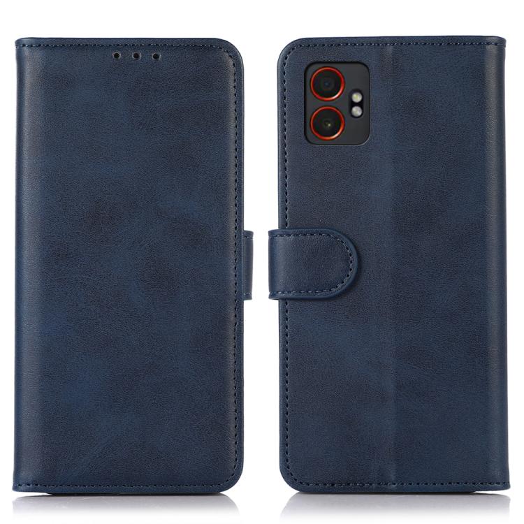 Funda de piel con tapa y textura de vaca para Samsung Galaxy XCover7 Pro (azul)