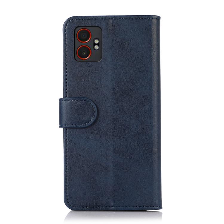 Funda de piel con tapa y textura de vaca para Samsung Galaxy XCover7 Pro (azul)