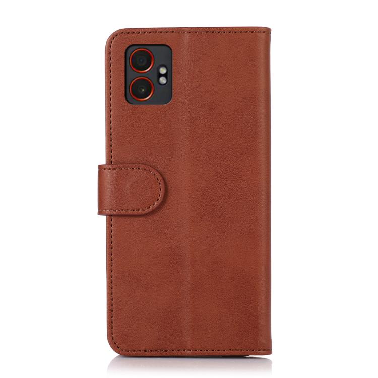 Funda de piel con tapa y textura de vaca para Samsung Galaxy XCover7 Pro (marrón)
