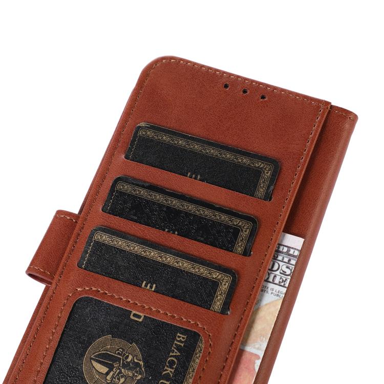 Funda de piel con tapa y textura de vaca para Samsung Galaxy XCover7 Pro (marrón)
