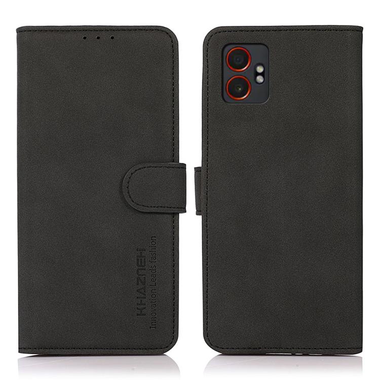 Funda de cuero con textura mate KHAZNEH para Samsung Galaxy XCover7 Pro (negra)
