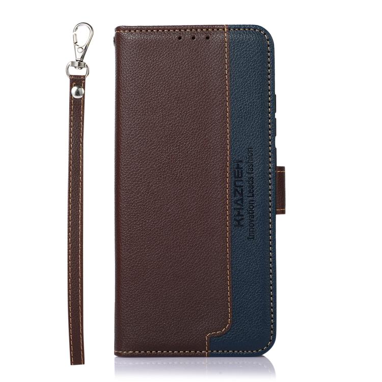 Funda de cuero con textura de lichi KHAZNEH RFID para Samsung Galaxy XCover7 Pro (marrón)