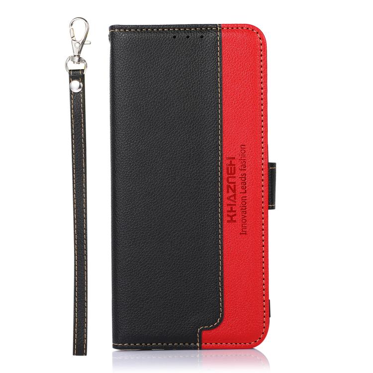 Funda de cuero con textura de lichi KHAZNEH RFID para Samsung Galaxy XCover7 Pro (negra)