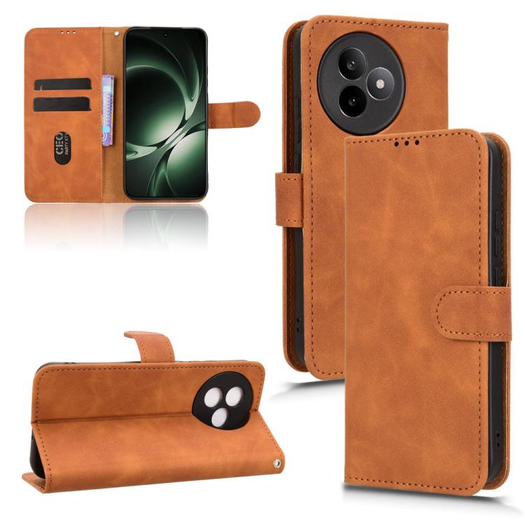 Funda de cuero con tapa magnética y tacto ultrafino para Redmi K80 (marrón)