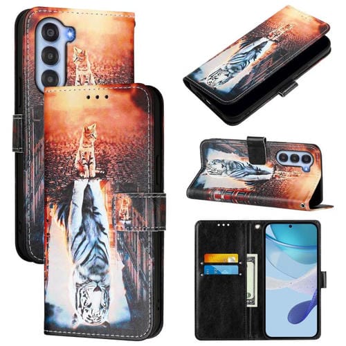 Funda de Cuero para ZTE Nubia S 5G A403Zt con Diseño de Gatos y Tigres (Liso)