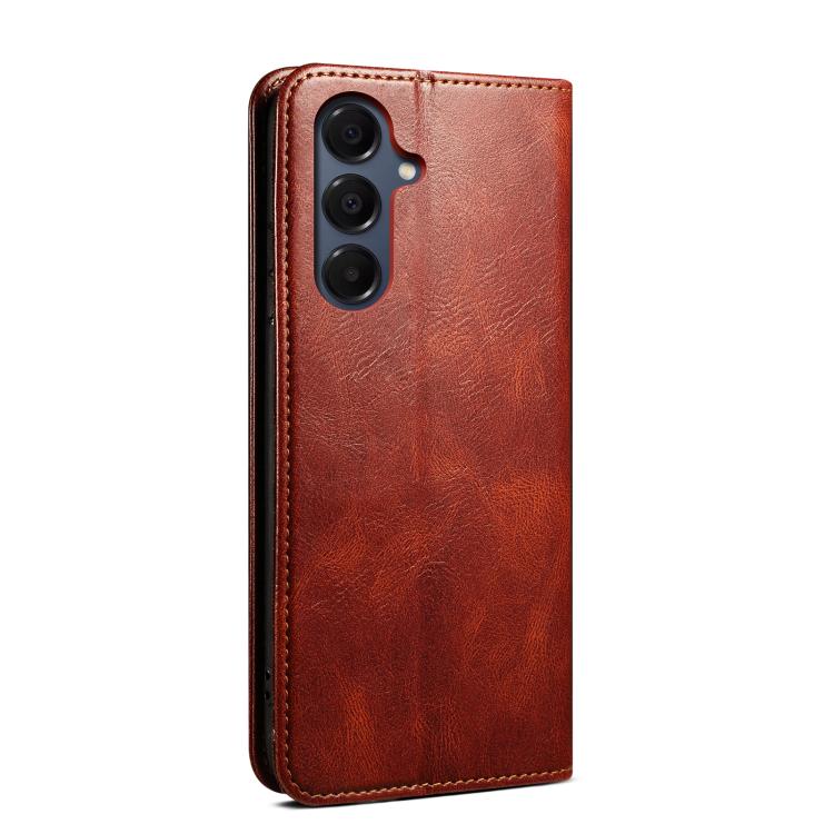 Funda de cuero con textura Crazy Horse y cera de aceite para Samsung Galaxy A17 5G (marrón)