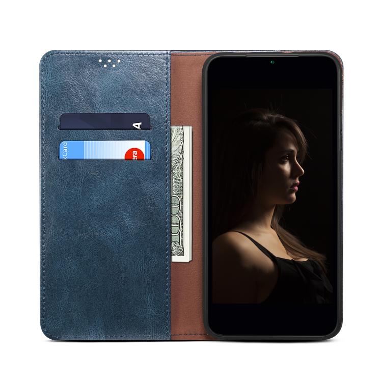 Funda de cuero con textura Crazy Horse y cera de aceite para Samsung Galaxy A17 5G (azul)