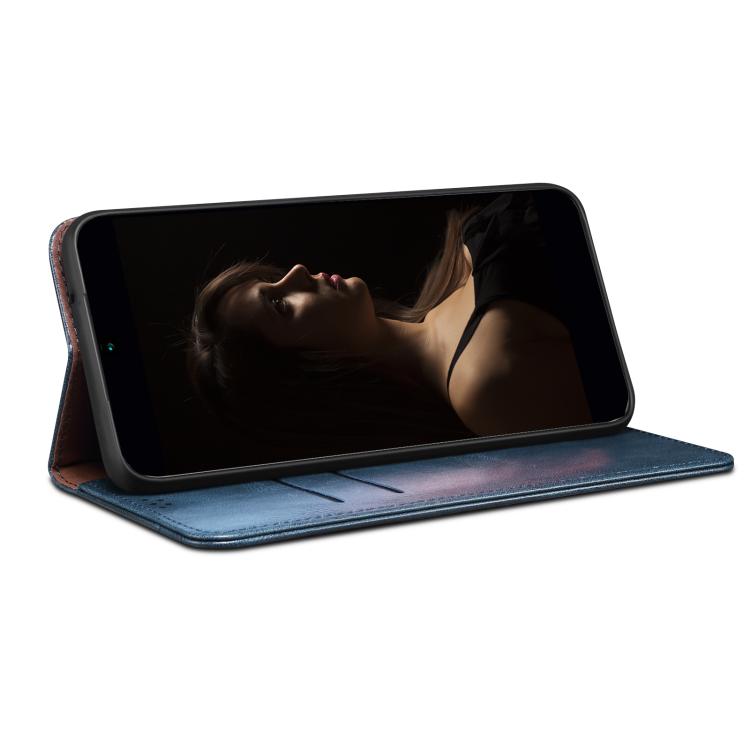 Funda de cuero con textura Crazy Horse y cera de aceite para Samsung Galaxy A17 5G (azul)