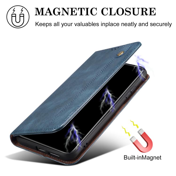 Funda de cuero con textura Crazy Horse y cera de aceite para Samsung Galaxy A17 5G (azul)