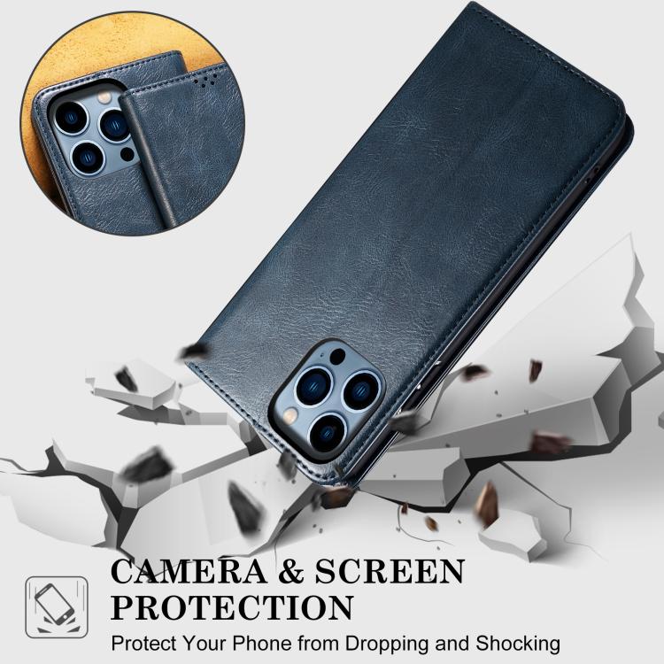 Funda de cuero con textura Crazy Horse y cera de aceite para Samsung Galaxy A17 5G (azul)