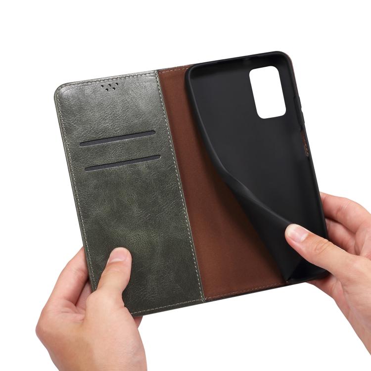 Funda de cuero con textura Crazy Horse y cera de aceite para Samsung Galaxy A17 5G (verde)