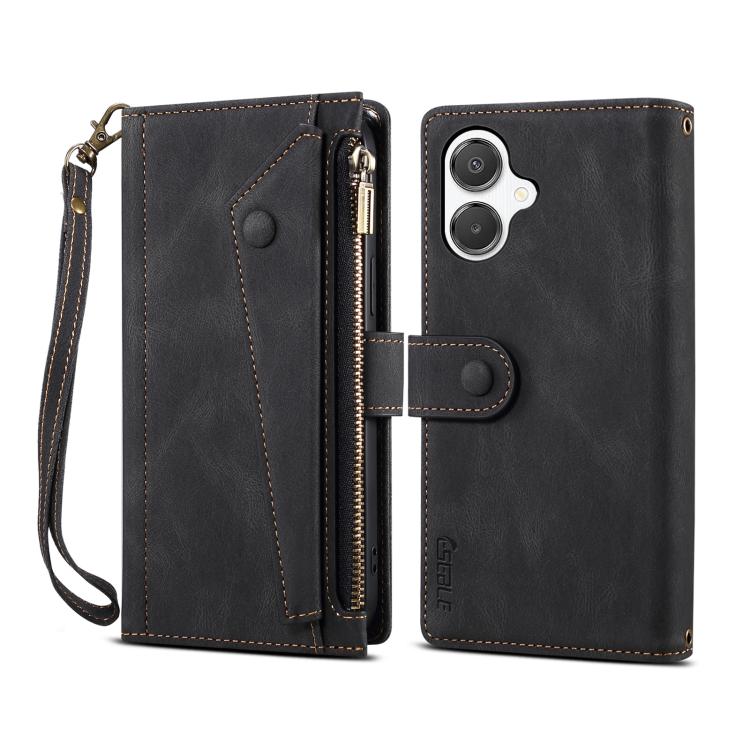 Funda de cuero con tapa RFID para Samsung Galaxy A07 4G ESEBLE, estilo retro esmerilado (negro)