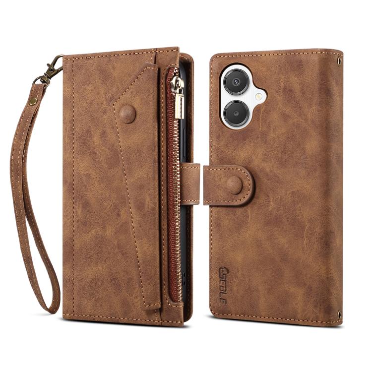 Funda de cuero con tapa RFID para Samsung Galaxy A07 4G ESEBLE, estilo retro esmerilado (marrón)