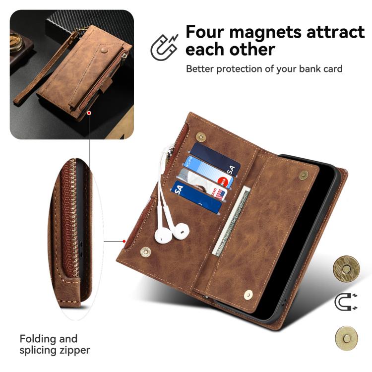 Funda de cuero con tapa RFID para Samsung Galaxy A07 4G ESEBLE, estilo retro esmerilado (marrón)