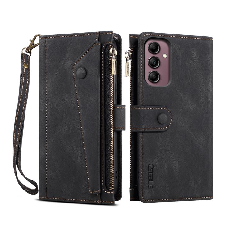 Funda de cuero con tapa RFID para Samsung Galaxy A17 5G ESEBLE, estilo retro esmerilado (negro)
