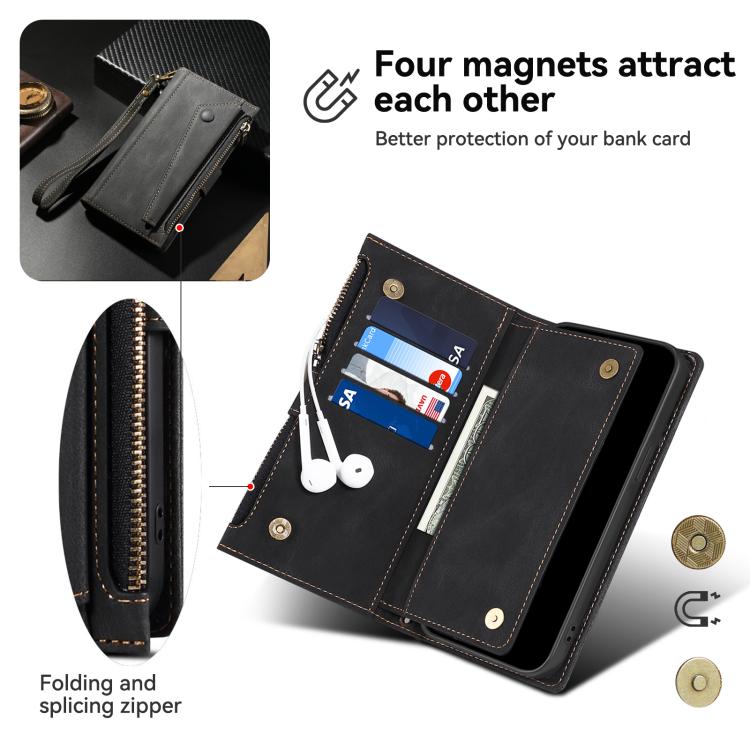 Funda de cuero con tapa RFID para Samsung Galaxy A17 5G ESEBLE, estilo retro esmerilado (negro)