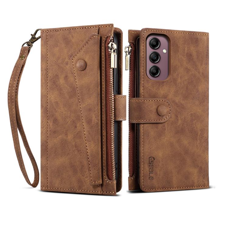 Funda de cuero con tapa RFID para Samsung Galaxy A17 5G ESEBLE, estilo retro esmerilado (marrón)