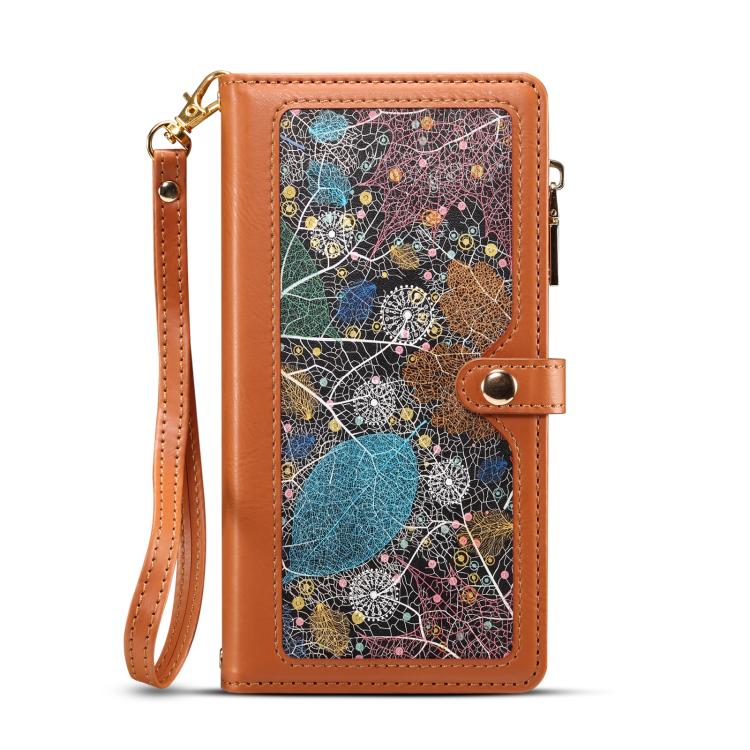 Funda de cuero RFID con cremallera y cordón ESEBLE Star Series para Samsung Galaxy A17 5G (marrón)