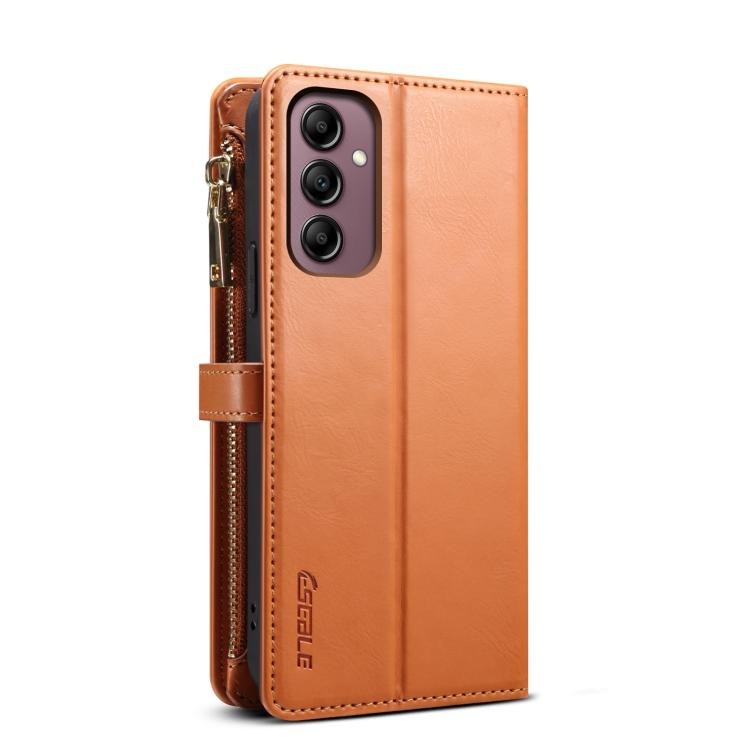 Funda de cuero RFID con cremallera y cordón ESEBLE Star Series para Samsung Galaxy A17 5G (marrón)