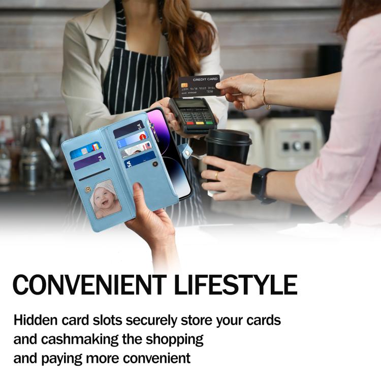 Funda de cuero RFID con cremallera y cordón ESEBLE Star Series para Samsung Galaxy A17 5G (azul)