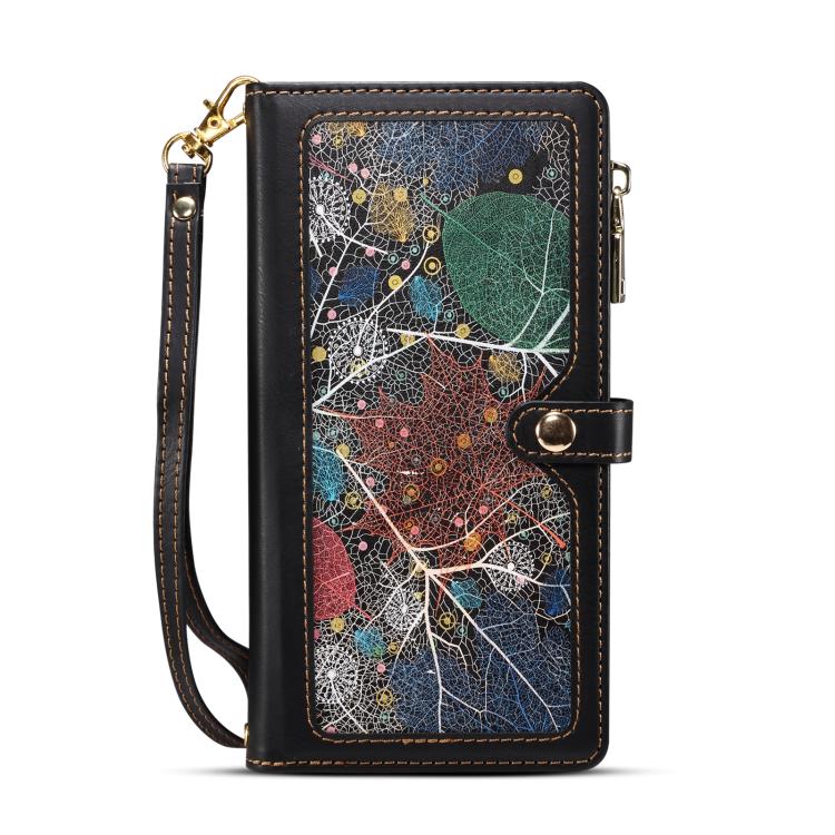 Funda de cuero RFID con cremallera y cordón para Samsung Galaxy A17 5G ESEBLE Star Series (negro)
