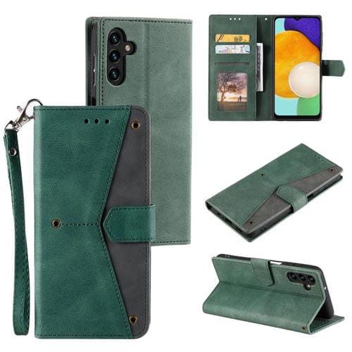 Funda de piel de becerro con costuras y tacto de uñas para Samsung Galaxy A17 5G (verde)