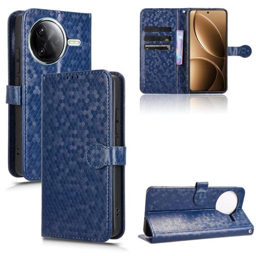 Funda de Cuero con Textura de Puntos En Forma de Panal para Redmi K80/K80 Pro (Azul)