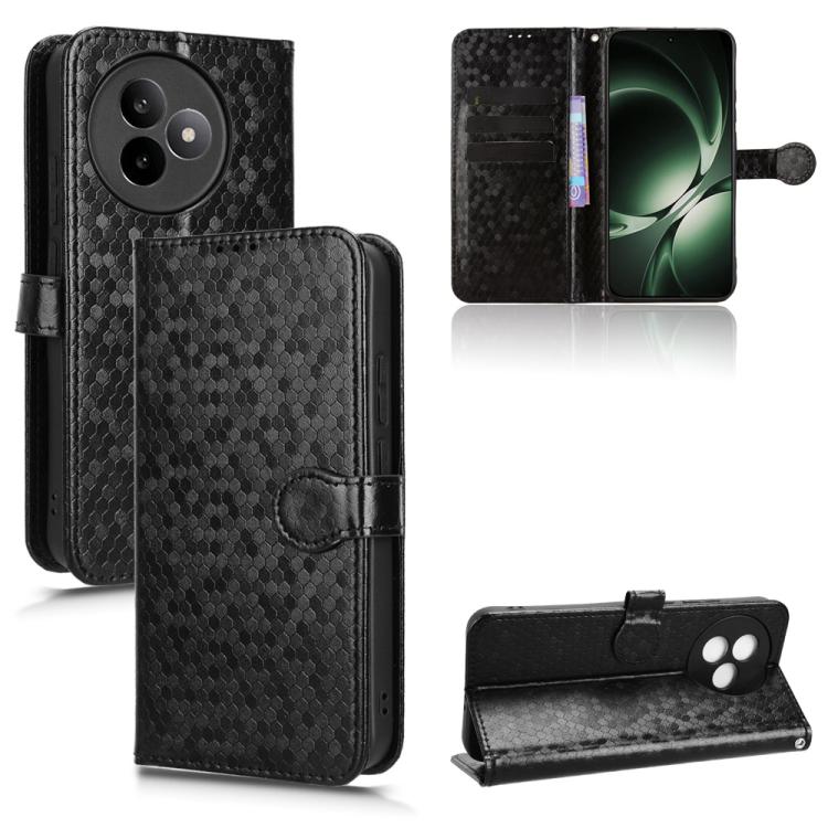 Funda de cuero con textura de panal de abeja para Redmi K80 Ultra (negra)