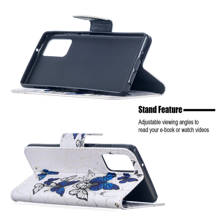 Estuche de Cuero Samsung Galaxy Note20 Abatible Horizontal con Soporte y Ranuras para Tarjetas (Mariposas)
