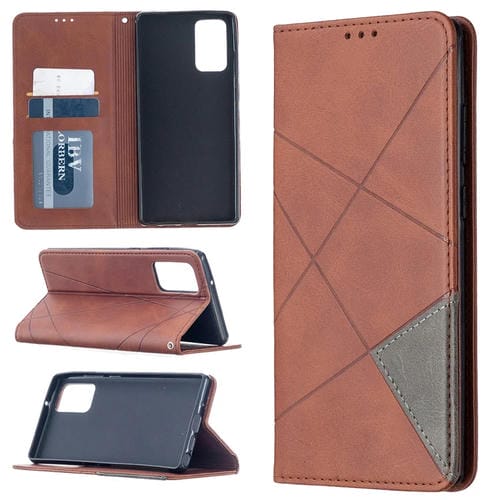 Estuche para Samsung Galaxy Note 20 Cuero Magnético Tapa Horizontal Textura Rombo Soporte Ranuras Tarjetas Billetera (Marrón)