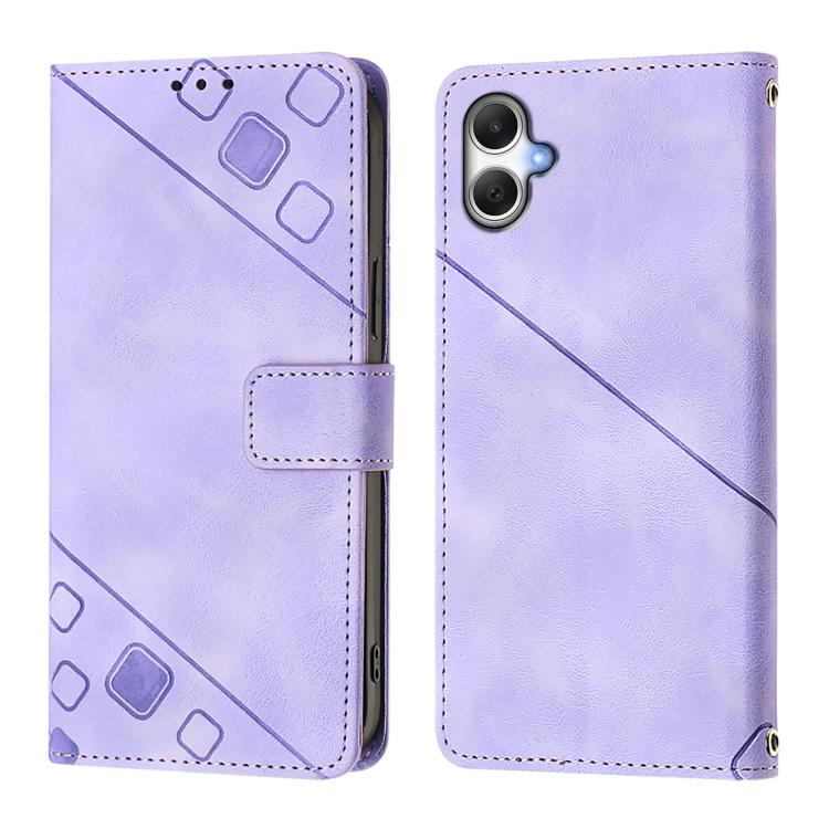 Funda de piel con relieve para Samsung Galaxy A07 4G (morado claro)