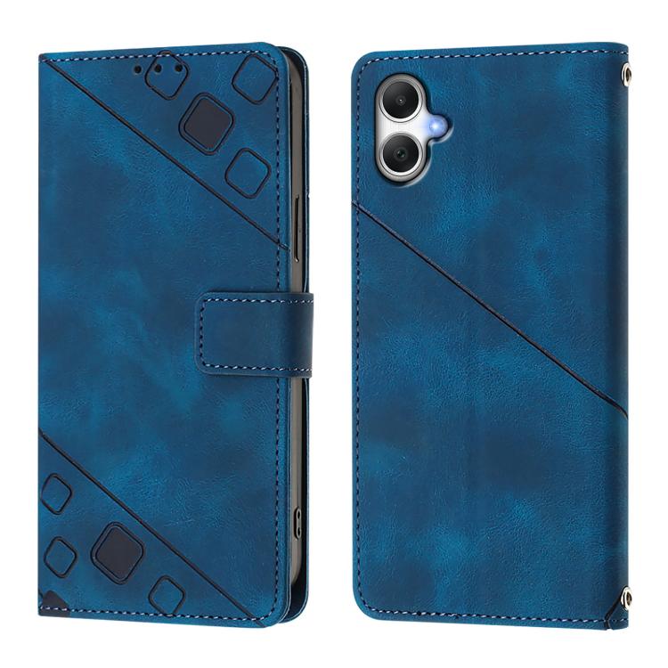 Funda de piel con relieve para Samsung Galaxy A07 4G (azul)