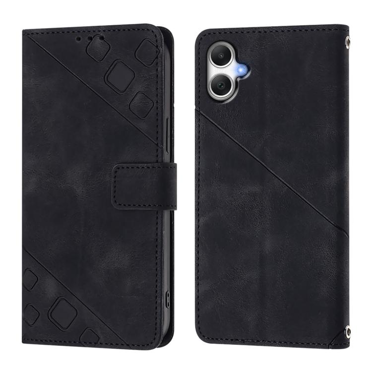 Funda de piel con relieve para Samsung Galaxy A07 4G (negra)