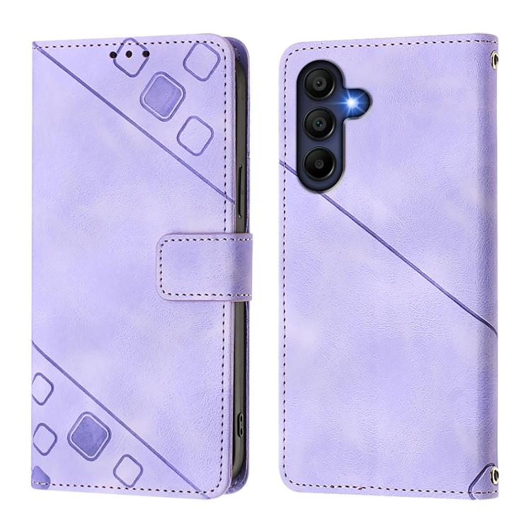 Funda de piel con relieve para Samsung Galaxy A17 5G (morado claro)