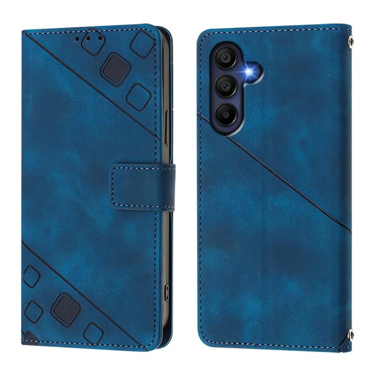 Funda de piel con relieve para Samsung Galaxy A17 5G (azul)