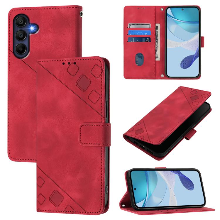 Funda de piel con relieve para Samsung Galaxy A17 5G (roja)