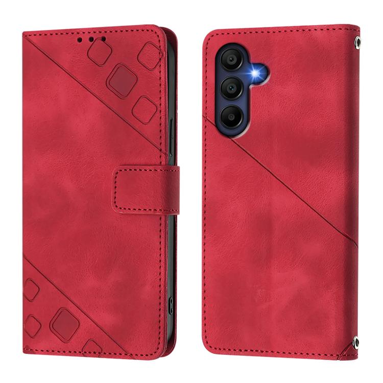 Funda de piel con relieve para Samsung Galaxy A17 5G (roja)