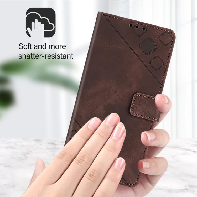 Funda de piel con relieve para Samsung Galaxy A17 5G (marrón)