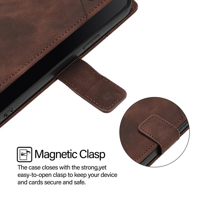 Funda de piel con relieve para Samsung Galaxy A17 5G (marrón)