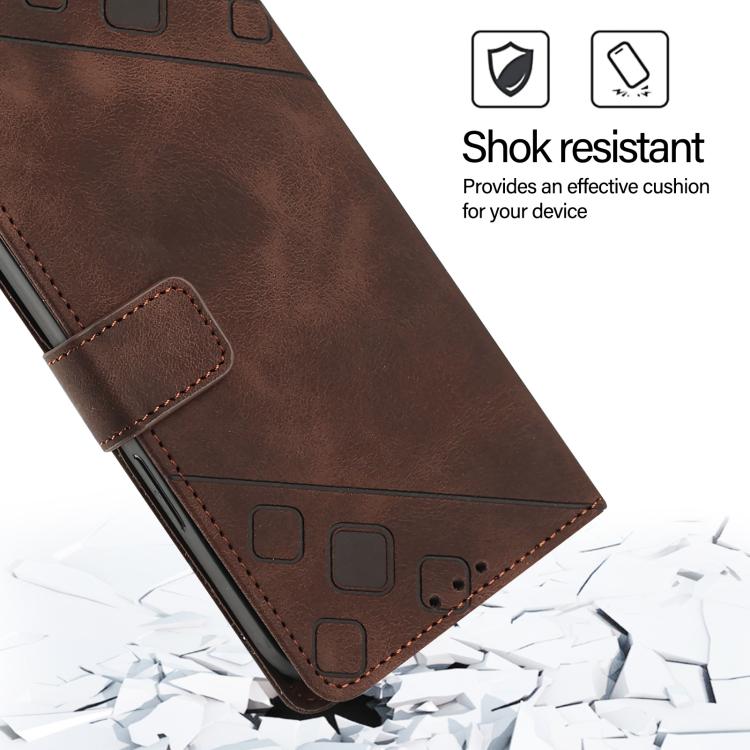 Funda de piel con relieve para Samsung Galaxy A17 5G (marrón)