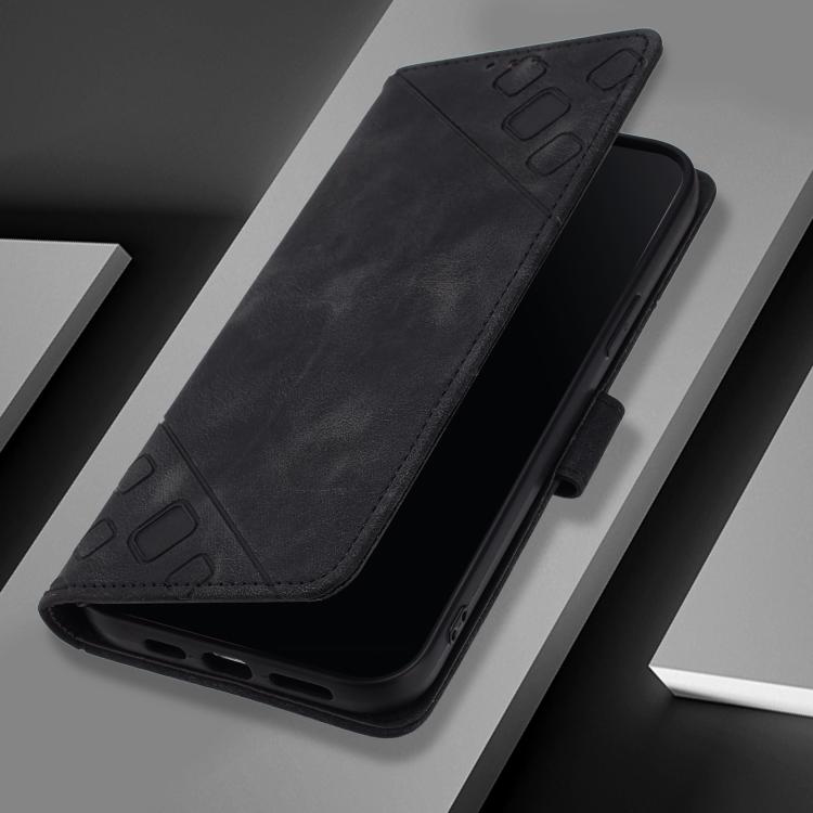 Funda de piel con relieve para Samsung Galaxy A17 5G (negra)