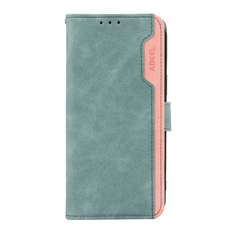 Funda de Cuero Abeel con Bloqueo de Color para OnePlus Nord 13 (Cian-Rosa)
