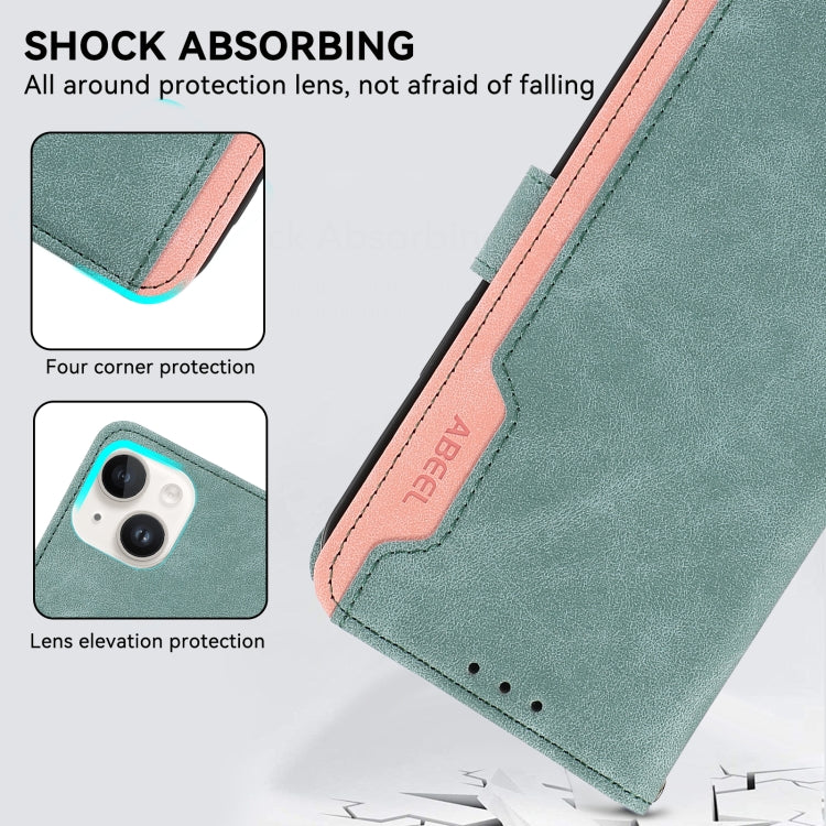 Funda de Cuero Abeel con Bloqueo de Color para OnePlus Nord 13 (Cian-Rosa)