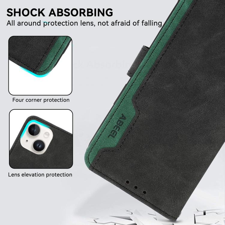 Funda de Cuero Abeel con Bloqueo de Color para OnePlus 13R Global (Negro y Verde)