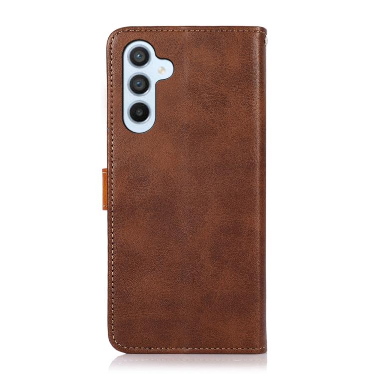 Funda de piel de vacuno bicolor KHAZNEH para Samsung Galaxy A17 5G (marrón)